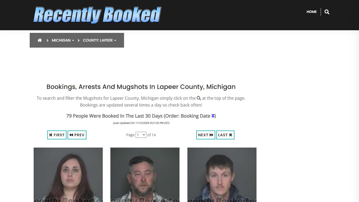 Bookings, Arrests and Mugshots in Lapeer County, Michigan - Recently Booked