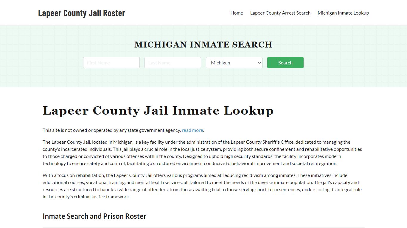 Lapeer County Jail Roster Lookup, MI, Inmate Search